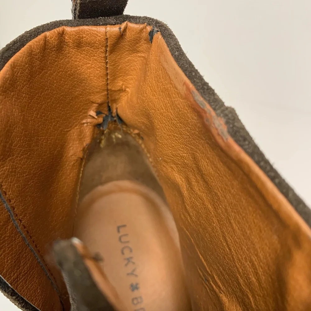 Lucky Brand Natania 9 medium bootie bracken suede zip moto western